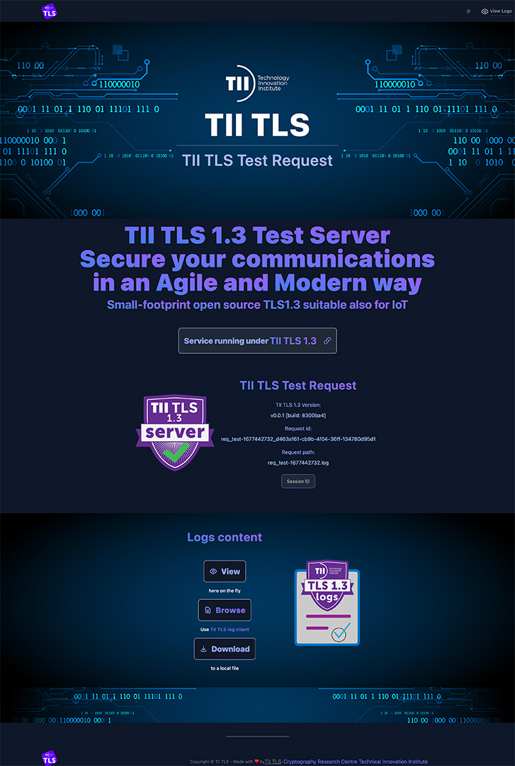 TII TLS 1.3 Test HomePage